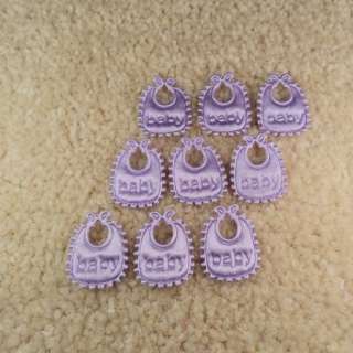 100 Purple Baby Shower Bib Party Favor Dress Applique  