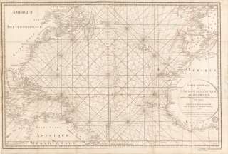 1792 map Nautical charts, North Atlantic Ocean  