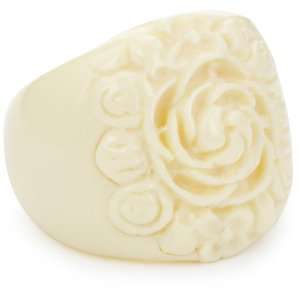 Lucky Brand Take Ivy Resin Cream Carved Flower Ring, Size 7