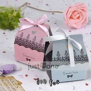50 Pair Love Wedding Party Favors Decoration Paper Ribbon Candy Boxes 