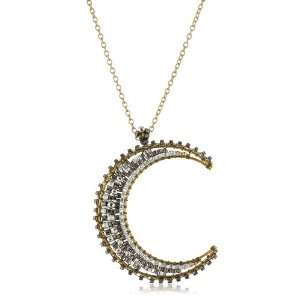 Miguel Ases Pyrite Bead 14k Gold Filled Moon Pendant Necklace