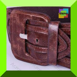 30 38 Vintage Brown Leather Stretch Elastic Belt L XL  