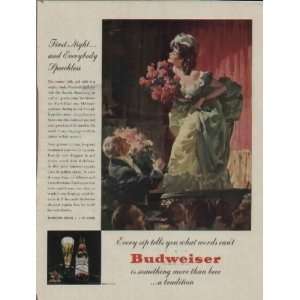 First Night   and Everybody Speechless.  1946 Budweiser Beer Ad 