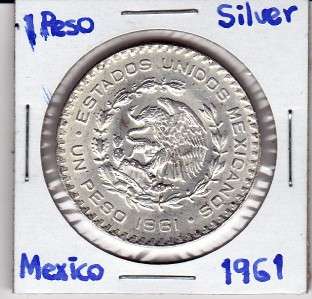 Mexico $ 1 Peso Coin Silver 10% Morelos 1961 Exc, Cond.  