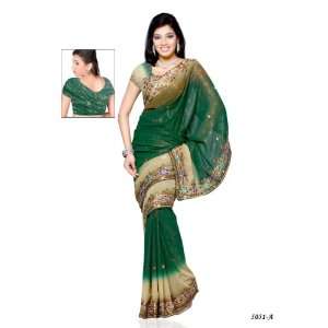  Bollywood Style Designer Smokked Georgette Fabric Saree 