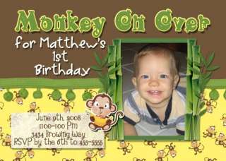 MONKEY TURTLE 1ST 2ND 3RD BIRTHDAY INVITATIONS  