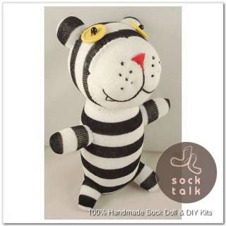   Black Striped Sock Monkey Bear Stuffed Animals Doll Baby Toy  