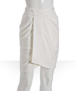 Aryn K white jersey wrap front skirt   