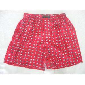   Shorts  Scarlet Red with Small Ivory Elephants Design (SIZE XXL 34 36