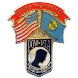  American POW & Oklahoma Flags Pin 1 1/4 Arts, Crafts 