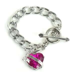  Juicy Couture Jewelry Silver Banner Heart Charm Bracelet 