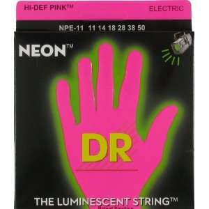 DR Strings HiDef Phosphorescent Pink Electric Heavy, .011   .050, NPE 