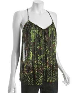 Free People dark green graphic modal cross back camisole   up 