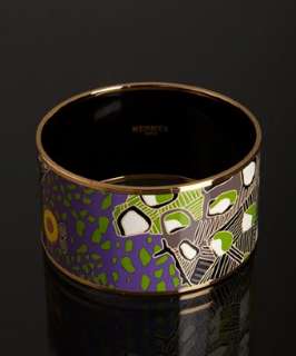 Hermes taupe Grands Fonds print enamel wide bangle   up to 