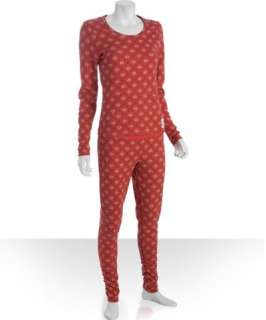 Lucky Brand red woodcut diamond print thermal pajama set