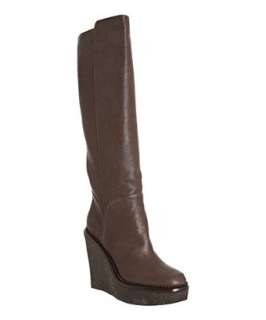   knee high rubber wedge boots  