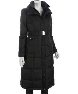 Laundry by Shelli Segal black quilted full length belted down coat