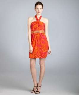 Laundry by Shelli Segal red leopard print jersey halter dress 