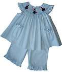 New Boutique hand smocked Mary Poppins bishop & pants baby blue girl 