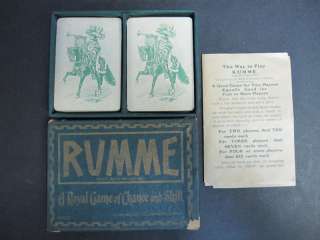   Nouveau RARE 1913 Milton Bradley Rumme Card Game Complete Family Fun