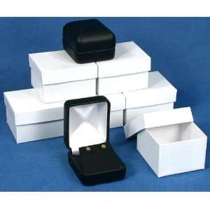  6 Earring Boxes Black Leather Jewelry Display Gift Case 