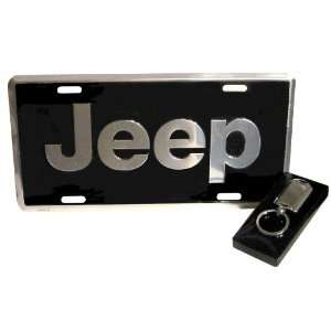  Jeep License Plate Black/Chrome (with Key Chain 