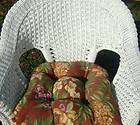 Wicker Seat Patio Cushion  BLUE FLORAL DAMASK OUTDOOR