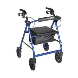  4 Wheeled Walker w/ Rod Brakes and Foldable Back Support 