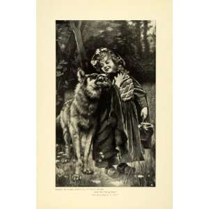  1895 Print Little Red Riding Hood Big Bad Wolf Bearing 