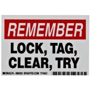   Machine And Equipment Labels, Legend Remember, Lock, Tag, Clear, Try