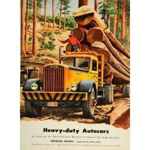  1948 Ad Autocar Trucks Logging Logs Loggers Lumberjack 