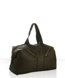 style #317515901 green nylon puffer top handle bag