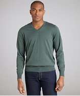 Brunello Cucinelli green cotton long sleeved v neck sweater style 