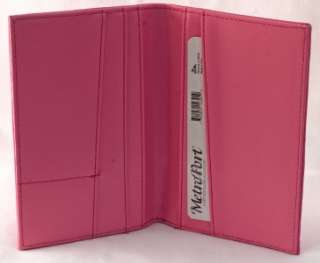 Passport Case Cover Holder PINK Faux Leather extra pockets Embossed 