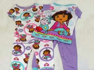 Nickelodeon Girls Purple Dora Explorer 2 Pc Pajamas   2 Pair   Sz 12 