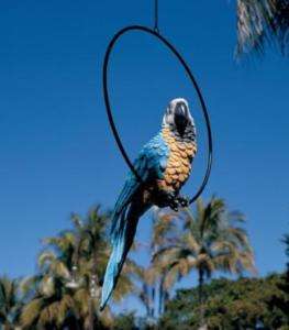 Tropical Parrot on Ring Perch Sculpture Patio Poolside Large  