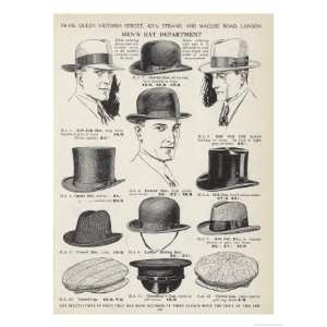  A Variety of Mens Hats Giclee Poster Print, 9x12