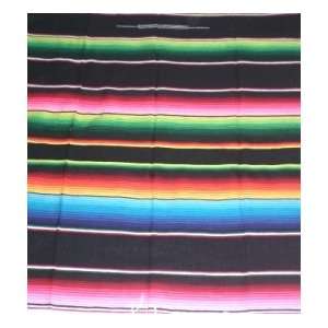  X large Mexican Serape Blanket Sarape Black (82 By 62 