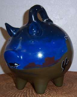   VTG HAND PAINTED AND SIGNED CERAMIC PIGGY BANK   MID 90S  