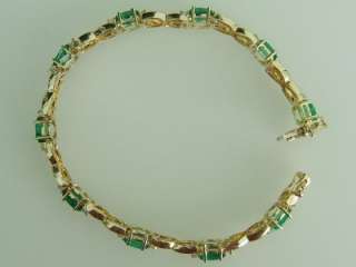 Cts. 14k. Yellow Gold Emerald & Diamond Bracelet  