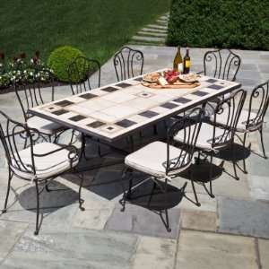  Alfresco Home Carnival Marble Mosaic Dining Set   Seats 8 