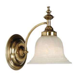 NEW 1 Light Wall Sconce Lighting Fixture, Antique Brass, White 