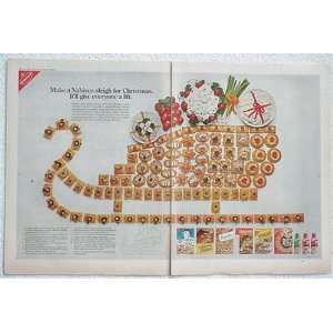  1967 Nabisco Crackers Christmas Sleigh 2 Page Print Ad 