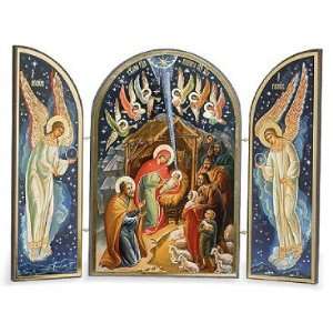   Triptych Russian Nativity of Christ Icon Wood