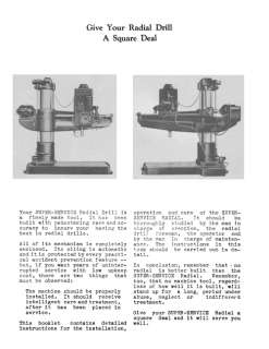 Cincinnati Bickford Radial Drill Manual Parts and Ops  