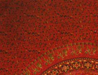 VIBRANT FIREY RED MANDALA TWIN TAPESTRY TABLECLOTH COVERLET WALL HANG 