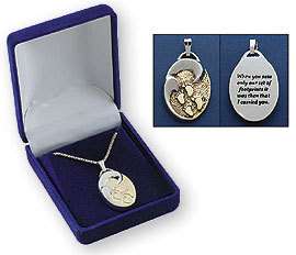 Foot Prints Steps Necklace Religious Pendant Chain Gift Box Christian 