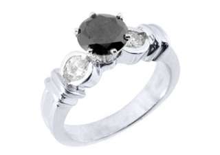 CARAT WOMENS BLACK DIAMOND ENGAGEMENT RING BRILLIANT ROUND CUT 