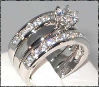   Platinum EP Bridal Engagement Wedding Ring Guard Set   SIZE 7  
