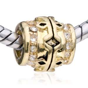 Pandora Style Bead Gold Crystal European Charm Bead Clear Fits Pandora 